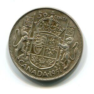 1951 Canada Silver Half Dollar Coin (l26)